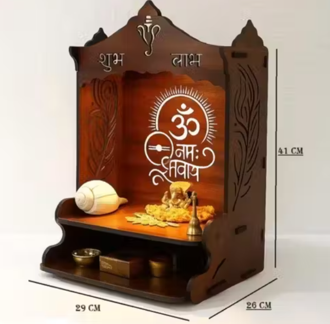 Shubh Labh Handcrafted Wooden Pooja Mandir