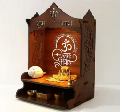 Shubh Labh Handcrafted Wooden Pooja Mandir